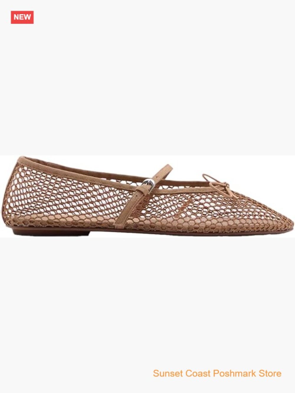 Mesh Ballet Flats with Bow Decoration Adjustable Strap Non Slip Casual Dress